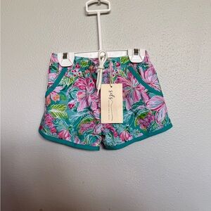 NWT Southern Darlin Smocks Teal Floral Drawstring Shorts